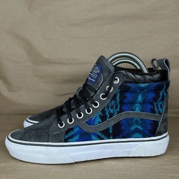 Vans Pendleton Sk8-Hi Top Wn 7.0 Men 5.5 Blue Tribal Wool Skateboarding Sneaker - Picture 2 of 12